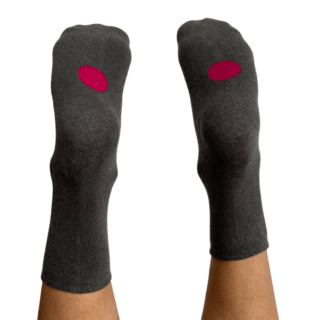 Grey Quarter Crew Socks Colour Coded Dots Easy Matching Organic Cotton ...
